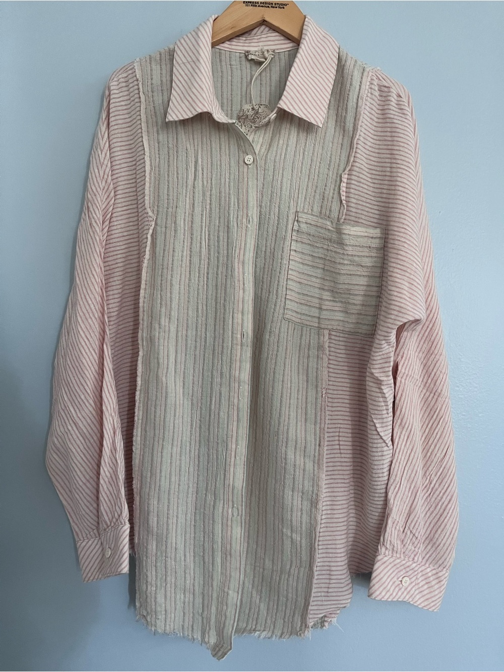 Cotton Linen Blend Button Down Blouse